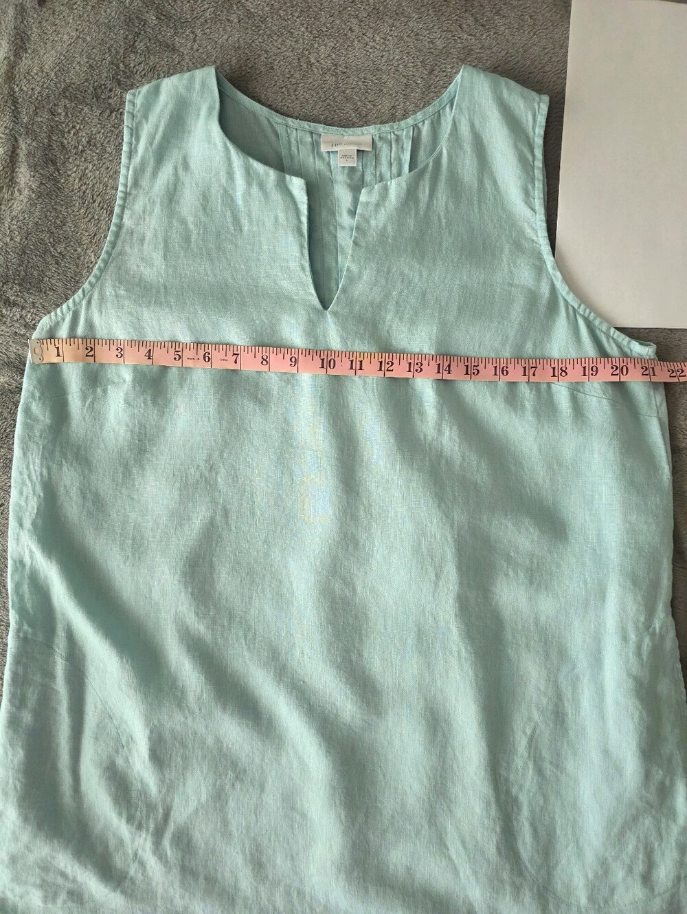 J.Jill Love Linen Split Neck Shift Dress Aqua Blue Mint Size L - Picture 8 of 10